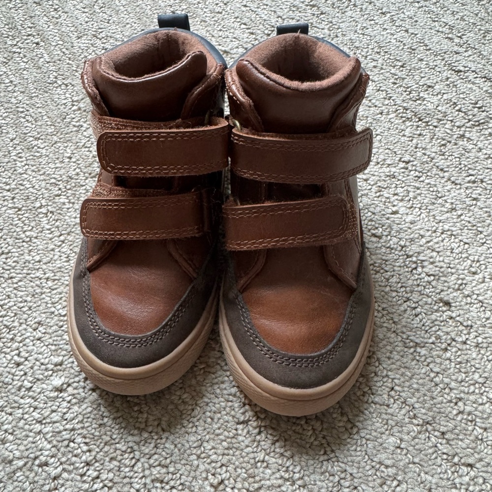 Cat & Jack Brown Leather Velcro Boots
